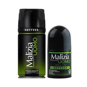 Malizia Body Spray F.M Vetyver 200Ml+Rol Vetyver 50Ml Free