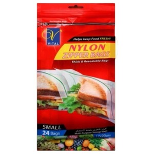 Vital Nylon Zipper Bags Small 24 Pieces