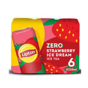 Lipton Zero Sugar Strawberry Ice Cream Flavoured Ice Tea, 320 Ml X6