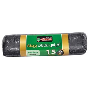 A-Clean Trash Bag Medium Black 15 Pieces