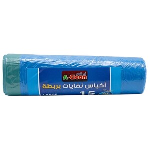 A-Clean Trash Bag Large Blue 15 Pieces