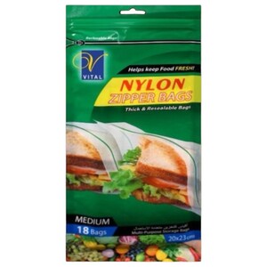 Vital Nylon Zipper Bags Medium 20 X 23Cm 18 Pieces