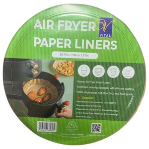 Vital Air Frayer Paper Liners Round 7.9Inch X 1.77Inch 50 Pieces