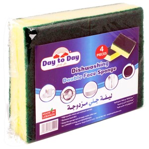 Day To Day Dishwashing Double Face Sponge 4 Pieces