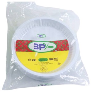 3P Disposable Plastic Plates 22Cm 50 Pieces
