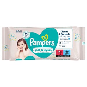 Pampers Baby Wipes Soft & Clean 60 Pieces