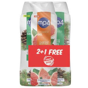 Mp4 Shower Gel Assorted 650Ml 2 + 1 Free