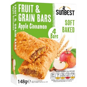 Hellema Sunbest Fruit & Grain Bars Apple & Cinnamon 37G X4