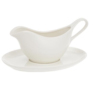 Symphony Porcelain Gravy Pot & Tray White