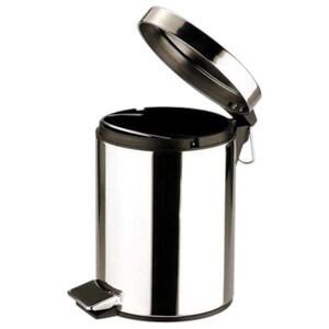 Cosmetics Bin With Pedal Stainless Steel Round Mirror Finish 3L