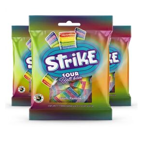 Strike Sour Belt Bites Fruit Rainbow Gummy Candies, 70 Gr Pack Of 3