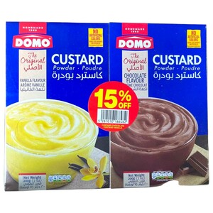 Domo Custard Powder Vanilla 200G + Chocolate 200G -15% Off