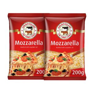 The Three Cows Mozzarella Shredded Cheese, 200 Gr Pack Of 2