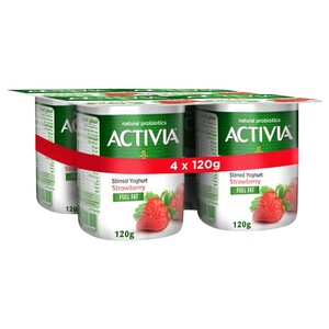 Activia Yoghurt Strawberry Full Fat 120G 3 + 1 Free