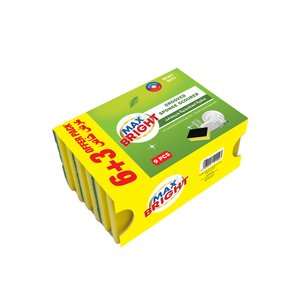 Max Bright Grooved Sponge Scourer 6+3S