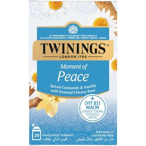 Twinings Moment Of Peace Herbal Tea, Spiced Camomile & Vanilla With Roasted Chicory Root, With Vitamin B3 Niacin, Naturally Caffeine Free, 20 Tea Bags