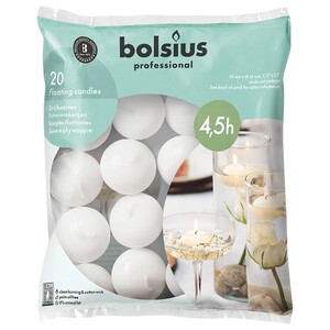 Bolsius Floating Candles White 20 Pieces