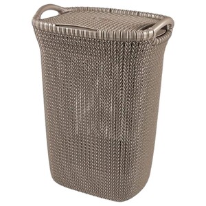 Curver Plastic Knitting Laundry Hamper Brown