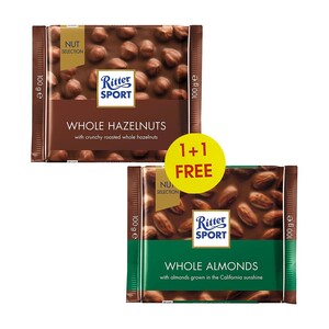 Ritter Sport Chocolate Almond/Whole Hazelnut 2X100gm (Promo)