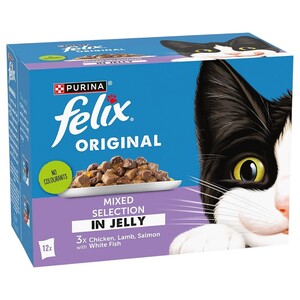 Felix Jelly Wet Cat Food Mixed Selection Original 12 Pieces 85G
