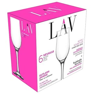 Lav Nevakar Champagne Flutes Set 6 Pieces 195Ml