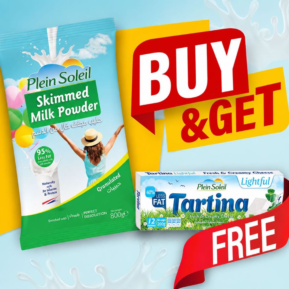 Plein Soleil Milk Powder Skimmed 800G + Plein Soleil Tartina Creamy Cheese Lightful 12 Squares 200G