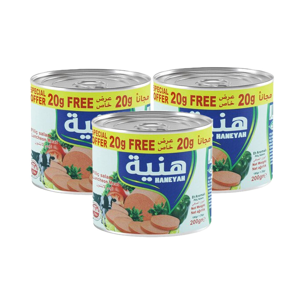 Haneyah Beef Luncheon Meat 200G + 20G Free x3